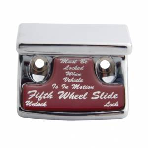 UNITED PACIFIC - 21024 - PROTECCIÓN DEL INTERRUPTOR DE QUINTA RUEDA DE PLÁSTICO CROMADO CON PEGATINA BRILLANTE PARA FREIGHTLINER CLASSIC 1990-2010 - PEGATINA ROJA