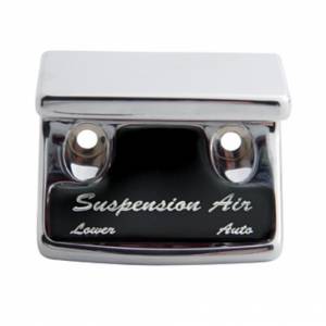 UNITED PACIFIC - 21028 - PROTECCIÓN DEL INTERRUPTOR DE AIRE DE SUSPENSIÓN DE PLÁSTICO CROMADO CON ETIQUETA BRILLANTE PARA FREIGHTLINER CLASSIC-NEGRO 1990-2010