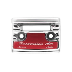 UNITED PACIFIC - 21030 - PROTECCIÓN DEL INTERRUPTOR DE AIRE DE SUSPENSIÓN DE PLÁSTICO CROMADO CON ETIQUETA BRILLANTE PARA FREIGHTLINER 1990-2010 CLASSIC-ROJO