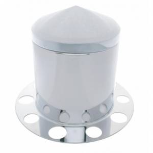 UNITED PACIFIC - 21224 - KIT DE 3 TAPAS DE EJE TRASERO PUNTADAS DE INOXIDABLE PARA TAPA DE TUERCA DE 1-1/2" - RUEDA DE ACERO