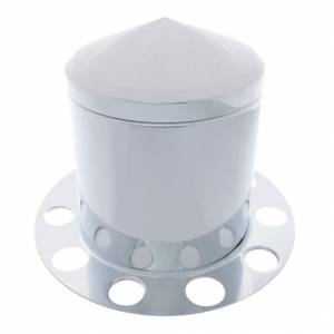 UNITED PACIFIC - 21225 - KIT DE 3 TAPAS DE EJE TRASERO PUNTADAS DE INOXIDABLE PARA TAPA DE TUERCA DE 1-1/2" - RUEDA DE ALUMINIO
