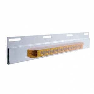 UNITED PACIFIC - 21421 - PLACA DE GUARDABARROS SUPERIOR DE INOXIDABLE CON BARRA DE LUCES DE 11 LED DE 17" - LED ÁMBAR/LEENTE ÁMBAR (CADA UNO)