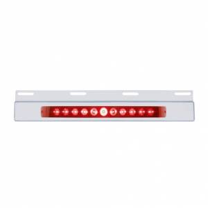 UNITED PACIFIC - 21422 - PLACA DE GUARDABARROS SUPERIOR DE INOXIDABLE CON BARRA DE LUCES DE 11 LED DE 17" - LED ROJO/LENTE ROJA (CADA UNO)