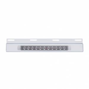 UNITED PACIFIC - 21424 - PLACA DE GUARDABARROS SUPERIOR DE INOXIDABLE CON BARRA DE LUCES DE 11 LED DE 17" - LED ROJO/LEENTE TRANSPARENTE (CADA UNO)
