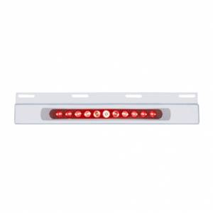 UNITED PACIFIC - 21426 - PLACA DE GUARDABARROS SUPERIOR DE INOXIDABLE CON BISEL Y BARRA DE LUCES DE 11 LED DE 17" - LED ROJO/LENTE ROJA (CADA UNO)