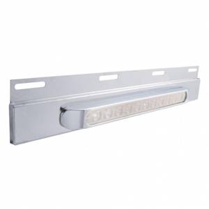 UNITED PACIFIC - 21427 - PLACA DE GUARDABARROS SUPERIOR DE INOXIDABLE CON BISEL Y BARRA DE LUCES DE 11 LED DE 17" - LED ÁMBAR/LENTE TRANSPARENTE (CADA UNO)