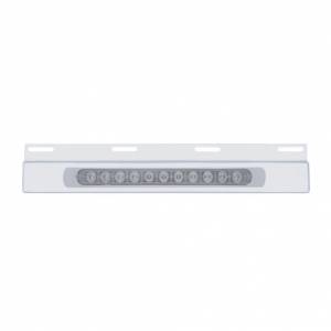 UNITED PACIFIC - 21428 - PLACA DE GUARDABARROS SUPERIOR DE INOXIDABLE CON BISEL Y BARRA DE LUCES DE 11 LED DE 17" - LED ROJO/LEENTE TRANSPARENTE (CADA UNO)
