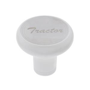 UNITED PACIFIC - 22956 - PERILLA DE VÁLVULA DE AIRE DE ALUMINIO DE LUJO CON PLACA "TRACTOR" DE INOXIDABLE - BLANCO PERLA