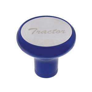 UNITED PACIFIC - 22964 - PERILLA DE VÁLVULA DE AIRE DE ALUMINIO DE LUJO CON PLACA DE TRACTOR DE INOXIDABLE - AZUL ÍNDIGO