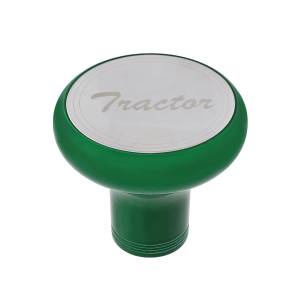 UNITED PACIFIC - 22965 - PERILLA DE VÁLVULA DE AIRE DE ALUMINIO DE LUJO CON PLACA DE TRACTOR DE INOXIDABLE - VERDE ESMERALDA