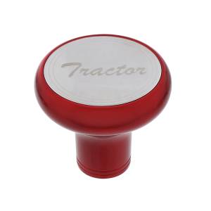 UNITED PACIFIC - 22967 - PERILLA DE VÁLVULA DE AIRE DE ALUMINIO DE LUJO CON PLACA DE TRACTOR DE INOXIDABLE - ROJO CANDY