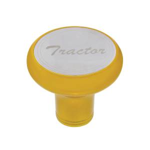 UNITED PACIFIC - 22968 - PERILLA DE VÁLVULA DE AIRE DE ALUMINIO DE LUJO CON PLACA DE TRACTOR DE INOXIDABLE - AMARILLO ELÉCTRICO