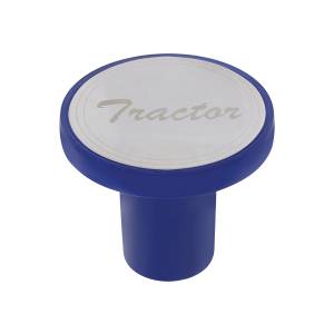 UNITED PACIFIC - 22979 - POMO DE LA VÁLVULA DE AIRE DE ALUMINIO CON PLACA DE TRACTOR DE INOXIDABLE - AZUL ÍNDIGO