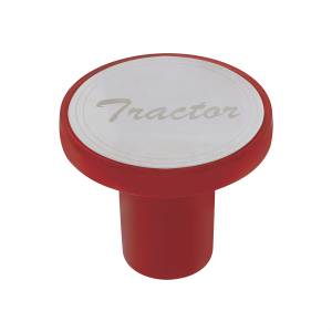 UNITED PACIFIC - 22982 - POMO DE VÁLVULA DE AIRE DE ALUMINIO CON PLACA DE TRACTOR DE INOXIDABLE - ROJO CANDY