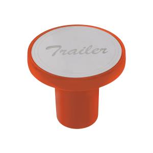 UNITED PACIFIC - 22986 - POMO DE VÁLVULA DE AIRE DE TORNILLO DE ALUMINIO CON PLACA DE REMOLQUE DE INOXIDABLE - NARANJA CADMIO