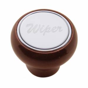 UNITED PACIFIC - 23378 - POMO DEL SALPICADERO DE LUJO DE MADERA CON PLACA INOXIDABLE "WIPER"