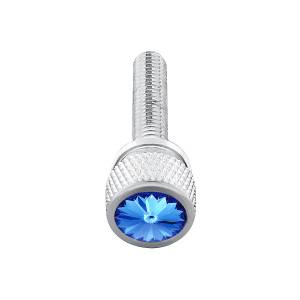 UNITED PACIFIC - 23816 - TORNILLO DE TABLERO M6-1.0 DE 1-3/16" DE LARGO CON CRISTAL PARA KENWORTH - CRISTAL AZUL (PAQUETE DE 12)
