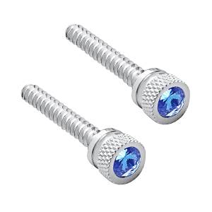 UNITED PACIFIC - 24052 - TORNILLO DE SALPICADERO LARGO CROMADO CON CRISTAL AZUL PARA FREIGHTLINER (PACK DE 2)