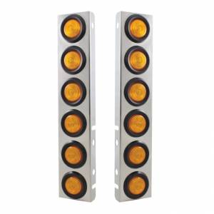 UNITED PACIFIC - 30063 - SOPORTE DEL FILTRO DE AIRE DELANTERO DE INOXIDABLE CON 12 LUCES PLANAS DE 2" Y OJALES PARA PETERBILT (PAR)