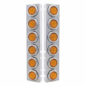UNITED PACIFIC - 30064 - KIT DE LIMPIADOR DE AIRE FRONTAL PETERBILT CON DOCE LUCES PLANAS INCANDESCENTES DE 2" Y BISEL - LENTE ÁMBAR (PAR)