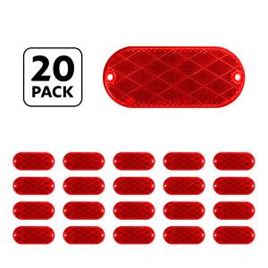 UNITED PACIFIC - 30712P20 - REFLECTOR DE MONTAJE RÁPIDO OVALADO DE 4" X 2" - ROJO (20 PIEZAS)