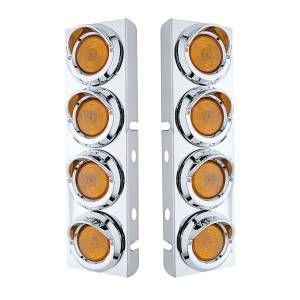 UNITED PACIFIC - 30771 - SOPORTE PARA FILTRO DE AIRE FRONTAL DE INOXIDABLE CON 8 LUCES PLANAS DE 2" Y VISORES PARA PETERBILT - LENTE ÁMBAR