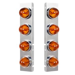 UNITED PACIFIC - 30981 - SOPORTE DEL FILTRO DE AIRE FRONTAL DE ACERO INOXIDABLE CON LUCES DE COLMENA DE CRISTAL 8X Y BISELES DE ACERO INOXIDABLE PARA LENTES PETERBILT-AMBER
