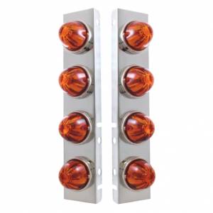 UNITED PACIFIC - 30983 - SOPORTE DEL FILTRO DE AIRE FRONTAL DE ACERO INOXIDABLE CON 8 LUCES DE CRISTAL DE SANDÍA Y BISELES DE ACERO INOXIDABLE PARA LENTES ÁMBAR OSCURO PETERBILT