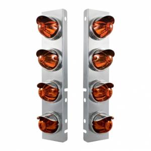 UNITED PACIFIC - 30984 - SOPORTE DEL FILTRO DE AIRE FRONTAL DE ACERO INOXIDABLE CON 8 LUCES DE CRISTAL DE SANDÍA Y VISORES DE ACERO INOXIDABLE PARA LENTES PETERBILT-ÁMBAR OSCURO