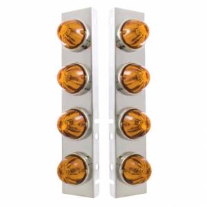 UNITED PACIFIC - 30985 - SOPORTE DEL FILTRO DE AIRE FRONTAL DE ACERO INOXIDABLE CON LUCES DE SANDÍA DE CRISTAL 8X Y BISELES DE ACERO INOXIDABLE PARA LENTES PETERBILT-AMBER