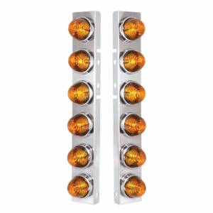 UNITED PACIFIC - 30994 - SOPORTE DEL FILTRO DE AIRE FRONTAL DE ACERO INOXIDABLE CON LUCES DE COLMENA DE CRISTAL 12X Y BISELES DE ACERO INOXIDABLE PARA LENTES PETERBILT-AMBER