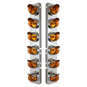 UNITED PACIFIC - 30995 - SOPORTE DEL FILTRO DE AIRE FRONTAL DE ACERO INOXIDABLE CON LUCES DE COLMENA DE CRISTAL 12X Y VISORES DE ACERO INOXIDABLE PARA LENTES PETERBILT-AMBER