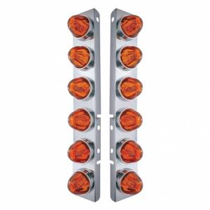 UNITED PACIFIC - 30996 - SOPORTE DEL FILTRO DE AIRE FRONTAL DE ACERO INOXIDABLE CON 12 LUCES DE CRISTAL DE SANDÍA Y BISELES DE ACERO INOXIDABLE PARA LENTES ÁMBAR OSCURO PETERBILT