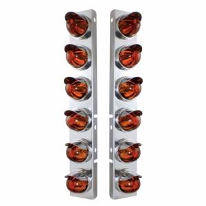 UNITED PACIFIC - 30997 - SOPORTE DEL FILTRO DE AIRE FRONTAL DE ACERO INOXIDABLE CON 12 LUCES DE CRISTAL DE SANDÍA Y VISORES DE ACERO INOXIDABLE PARA LENTES ÁMBAR OSCURO PETERBILT