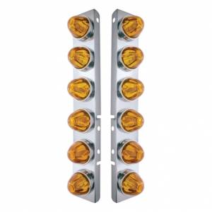 UNITED PACIFIC - 30998 - SOPORTE DEL FILTRO DE AIRE FRONTAL DE ACERO INOXIDABLE CON 12 LUCES DE CRISTAL DE SANDÍA Y BISELES DE ACERO INOXIDABLE PARA LENTES PETERBILT-AMBER