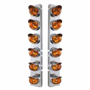 UNITED PACIFIC - 30999 - SOPORTE DEL FILTRO DE AIRE FRONTAL DE ACERO INOXIDABLE CON 12 LUCES DE CRISTAL DE SANDÍA Y VISORES DE ACERO INOXIDABLE PARA LENTES PETERBILT-AMBER