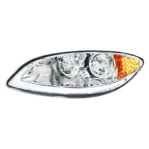 UNITED PACIFIC - 31030 - FARO LED CROMADO CON BARRA DE LUCES LED Y SEÑAL DE GIRO PARA CONDUCTOR PROSTAR INTERNACIONAL 2006-2017
