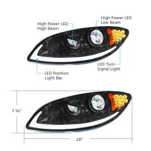 UNITED PACIFIC - UNITED PACIFIC - 31032 - FARO LED APAGADO CON BARRA DE LUCES LED Y SEÑAL DE GIRO PARA EL CONDUCTOR PROSTAR INTERNACIONAL 2006-2017 - Image 8