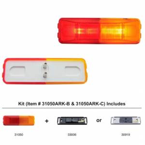 UNITED PACIFIC - 31050ARK-B - LUZ INCANDESCENTE RECTANGULAR PARA MONTAJE EN GUARDABARROS (LIQUIDACIÓN/MARCADOR) CON SOPORTE NEGRO - LENTE ÁMBAR Y ROJA (A GRANEL)