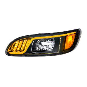 UNITED PACIFIC - 31073 - FARO LED NEGRO CON LED DE GIRO, POSICIÓN Y DRL PARA PETERBILT 386 (2005-2015) Y 387 (1999-2010) - CONDUCTOR