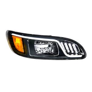 UNITED PACIFIC - UNITED PACIFIC - 31074 - FARO LED NEGRO CON LED DE GIRO, POSICIÓN Y DRL PARA PETERBILT 386 (2005-2015) Y 387 (1999-2010) - PASAJERO - Image 2