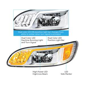 UNITED PACIFIC - UNITED PACIFIC - 31083 - FARO LED CROMADO CON GIRO, POSICIÓN Y DRL LED PARA PETERBILT 386(2005-2015) Y 387(1999-2010) - PASAJERO - Image 10