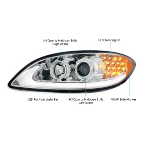 UNITED PACIFIC - UNITED PACIFIC - 31175 - FARO DE PROYECCIÓN CROMADO CON SEÑAL DE GIRO LED Y BARRA DE LUCES PARA PROSTAR INTERNACIONAL 2006-2017 - CONDUCTOR - Image 8