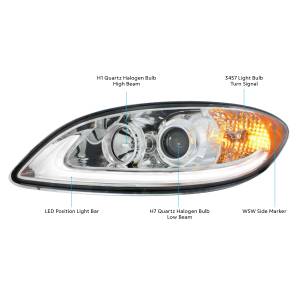 UNITED PACIFIC - UNITED PACIFIC - 31180 - FARO DE PROYECCIÓN CROMADO CON BARRA DE LUCES LED PARA PROSTAR INTERNACIONAL 2006-2017 - PASAJERO - Image 8