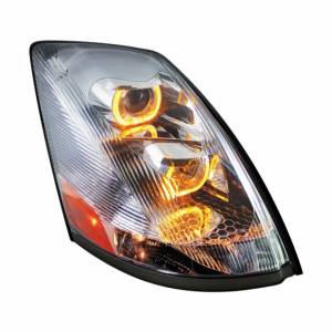 UNITED PACIFIC - 31231 - FARO DE PROYECCIÓN CROMADO CON BARRA DE LUCES LED AMBAR PARA VOLVO VN/VNL 2003-2017 - PASAJERO