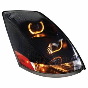 UNITED PACIFIC - 31233 - FARO DE PROYECCIÓN BLACKOUT CON BARRA DE LUCES LED ÁMBAR PARA VOLVO VN/VNL 2003-2017 - PASAJERO