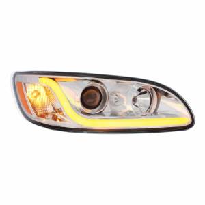 UNITED PACIFIC - 31253 - FARO DE PROYECCIÓN CROMADO CON BARRA DE LUCES LED DE DOBLE FUNCIÓN PARA PB 386 (2005-2015) Y 387 (1999-2010) - PASAJERO