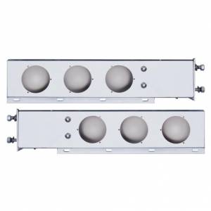 UNITED PACIFIC - 31616 - BARRA DE LUCES CON RESORTE CROMADA CON PATRÓN DE PERNOS DE 3-3/4" CON RECORTES DE LUCES DE 6X 4" (PAR)