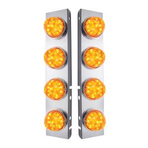 UNITED PACIFIC - 31974 - SOPORTE DEL FILTRO DE AIRE FRONTAL DE ACERO INOXIDABLE CON 8X 17 LUCES LED DE SANDÍA Y BISELES DE ACERO INOXIDABLE PARA LED Y LENTES PETERBILT-AMBER (PAR)