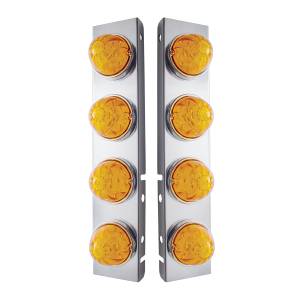 UNITED PACIFIC - UNITED PACIFIC - 31974 - SOPORTE DEL FILTRO DE AIRE FRONTAL DE ACERO INOXIDABLE CON 8X 17 LUCES LED DE SANDÍA Y BISELES DE ACERO INOXIDABLE PARA LED Y LENTES PETERBILT-AMBER (PAR) - Image 2
